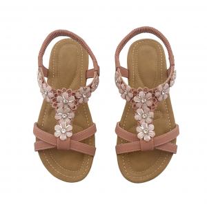 Bohemian Floral Flat Elastic-Strap Sandals