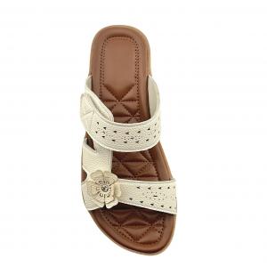 Fashionable Slide Sandals with Floral Cutouts, Velcro and Single Strap