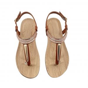 Flat Rhinestone Toe-Ring Sandals