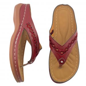 Hollow-Out Wedge Toe-Post Flip Flops