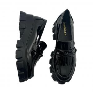 Platform Patent Leather Loafers with Bowknots