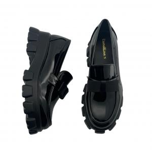 Platform Patent Leather Loafers with Bowknots