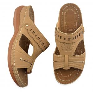 Stylish Outdoor Platform Stitched Sandals: Casual Slip-On Sandals