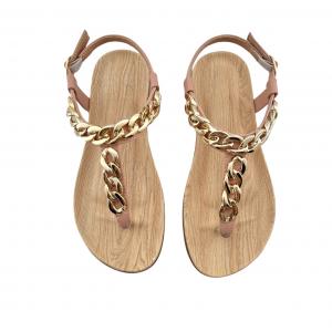 Vintage Flat Chain-Detailed Toe-Ring Sandals
